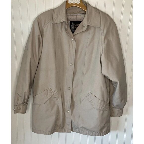 London Fog Womens 10 Reg Zip Snap Front Removable Liner Khaki Tan Car Coat - Picture 3 of 15
